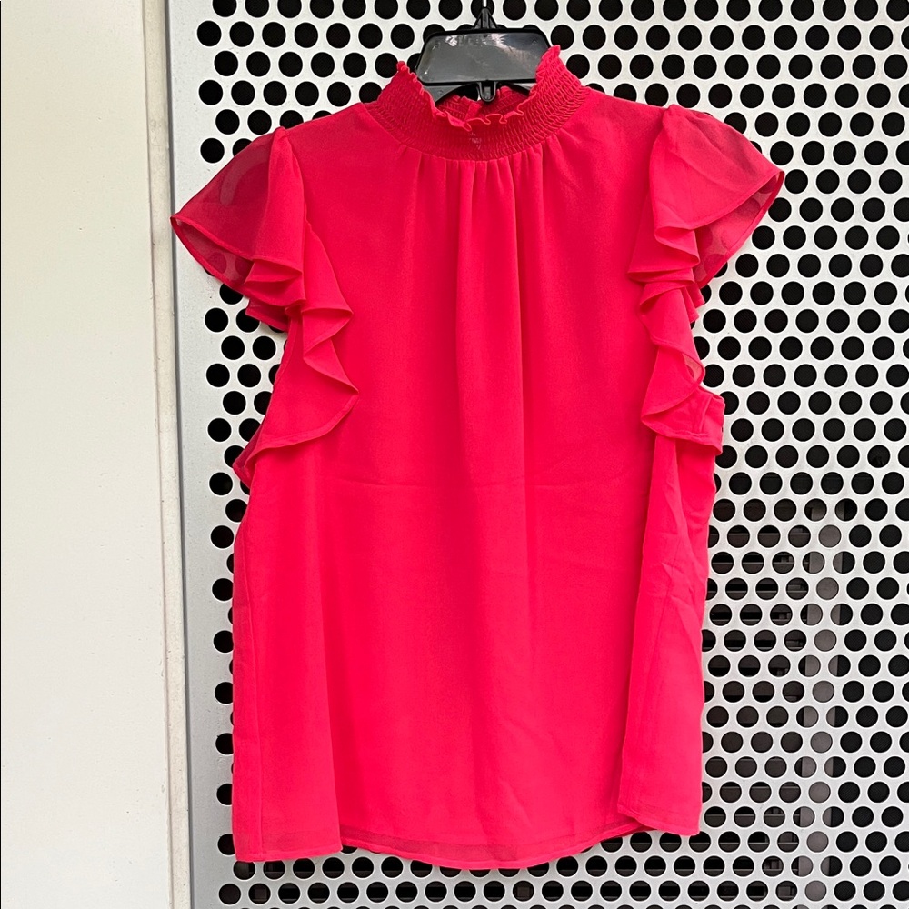 1. State Vibrant Pink Ruffle Sleeve Blouse